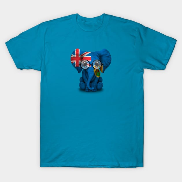 Baby Elephant with Glasses and Turks and Caicos Flag T-Shirt by jeffbartels